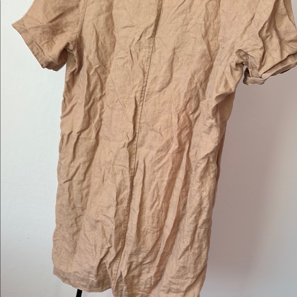 Tan Short Sleeve Shirt dress - Picture 3 of 4